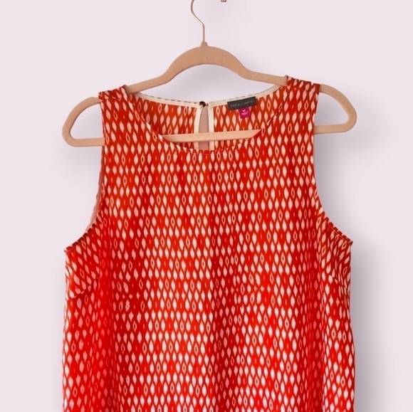 VINCE Camuto | Marrakech Fiery Red Print Tunic Coverup Sleeveless Dress Size M - Picture 4 of 9